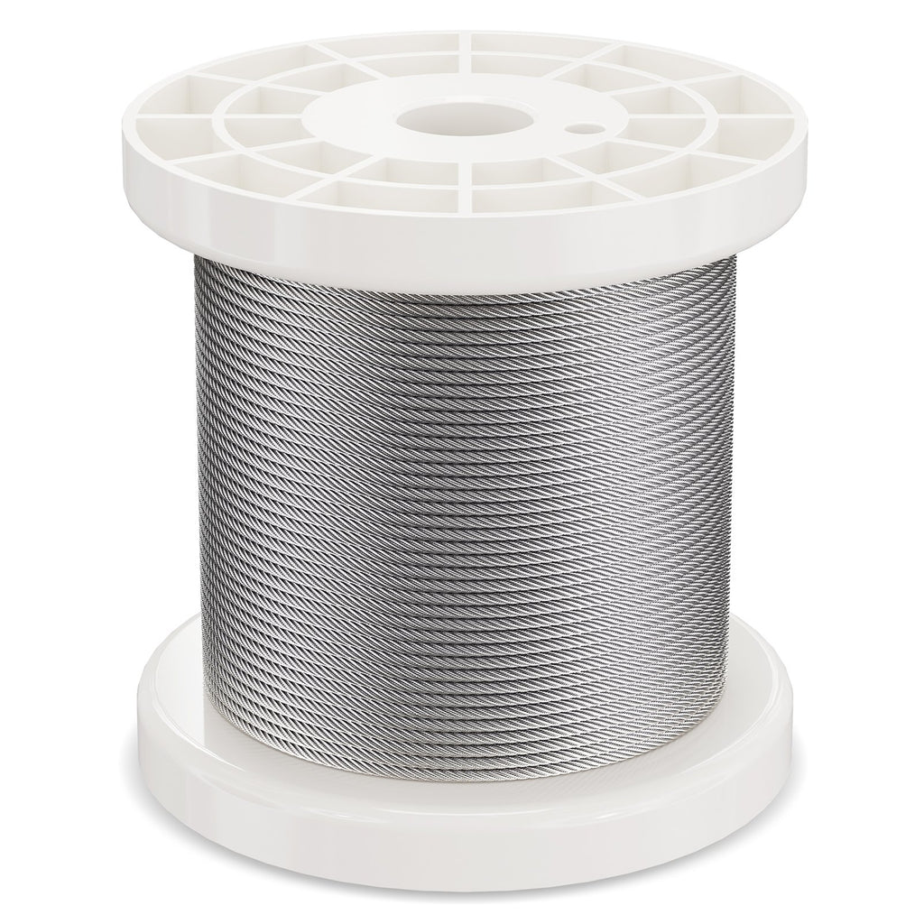 Wire Rope Kit, 1.59 mm 100.6 m 304 Stainless Steel Cable with 80 Sleeves and 20 Thimbles, 2KN Breaking Strength, 7 x 7 Strands Marine Aircraft Grade for Handrail Stair Decking Fence Outdoors