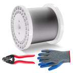 Wire Rope Kit, 3.18 mm 305 m 316 Stainless Steel Cable with Cutter and Gloves, 7.1KN Breaking Strength, 7x7 Strands Construction Marine Aircraft Grade for Handrail Stair Decking Fence Outdoors