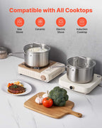 4 QT Saucepan, Stainless Steel Saucepan with Glass Lid, Multipurpose Nonstick Stainless Steel Small Cooking Sauce Pot with Ergonomic Handle, Friendly for Oven, Dishwasher, Induction Cooker