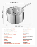 4 QT Saucepan, Stainless Steel Saucepan with Glass Lid, Multipurpose Nonstick Stainless Steel Small Cooking Sauce Pot with Ergonomic Handle, Friendly for Oven, Dishwasher, Induction Cooker