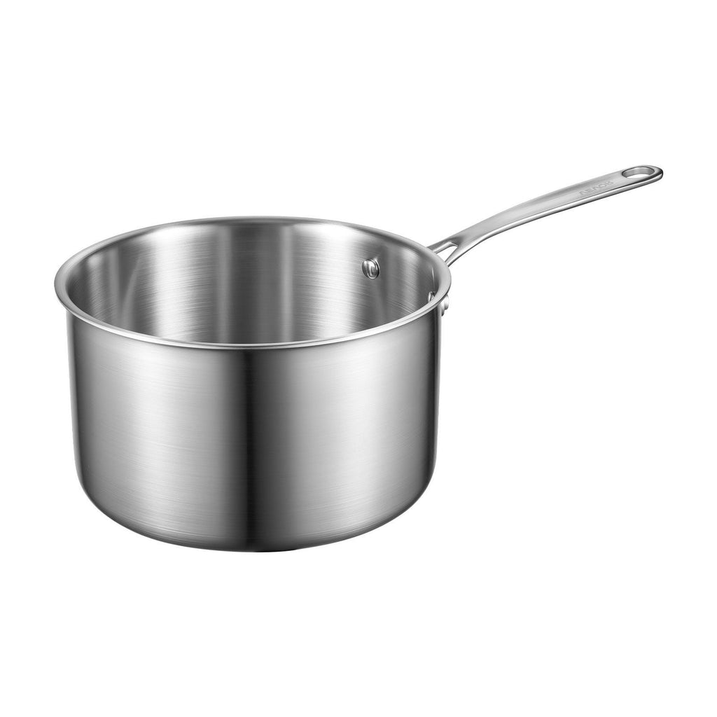 4 QT Saucepan, Stainless Steel Saucepan with Glass Lid, Multipurpose Nonstick Stainless Steel Small Cooking Sauce Pot with Ergonomic Handle, Friendly for Oven, Dishwasher, Induction Cooker