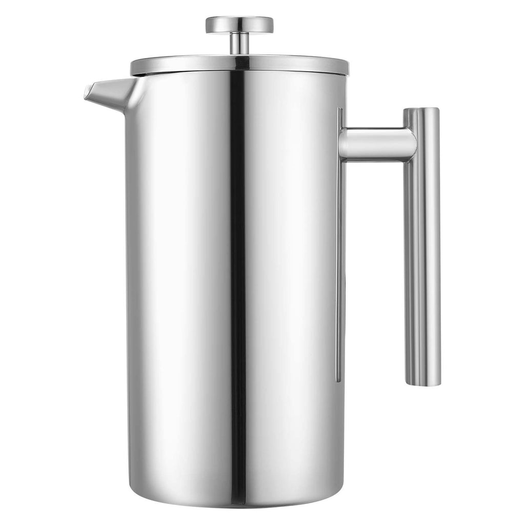 French Press Coffee Maker, 1.5 Liter Stainless Steel Coffee Press Tea Maker with Filter, Large Double Wall Insulated French Presses Cold Brew for Camping Travel Home Kitchen, Silver