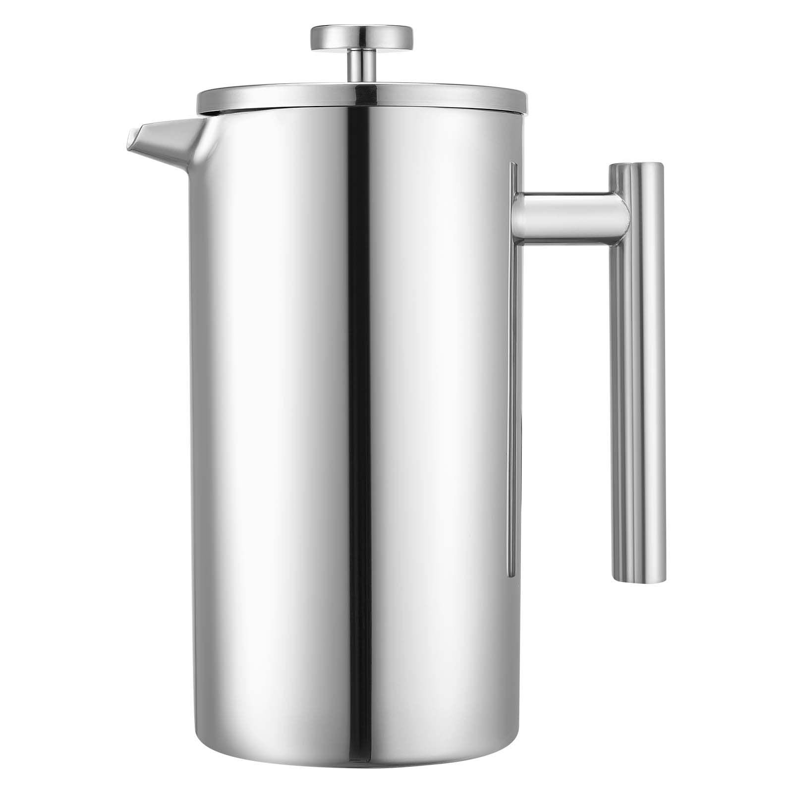 French Press Coffee Maker, 1.5 Liter Stainless Steel Coffee Press Tea Maker with Filter, Large Double Wall Insulated French Presses Cold Brew for Camping Travel Home Kitchen, Silver