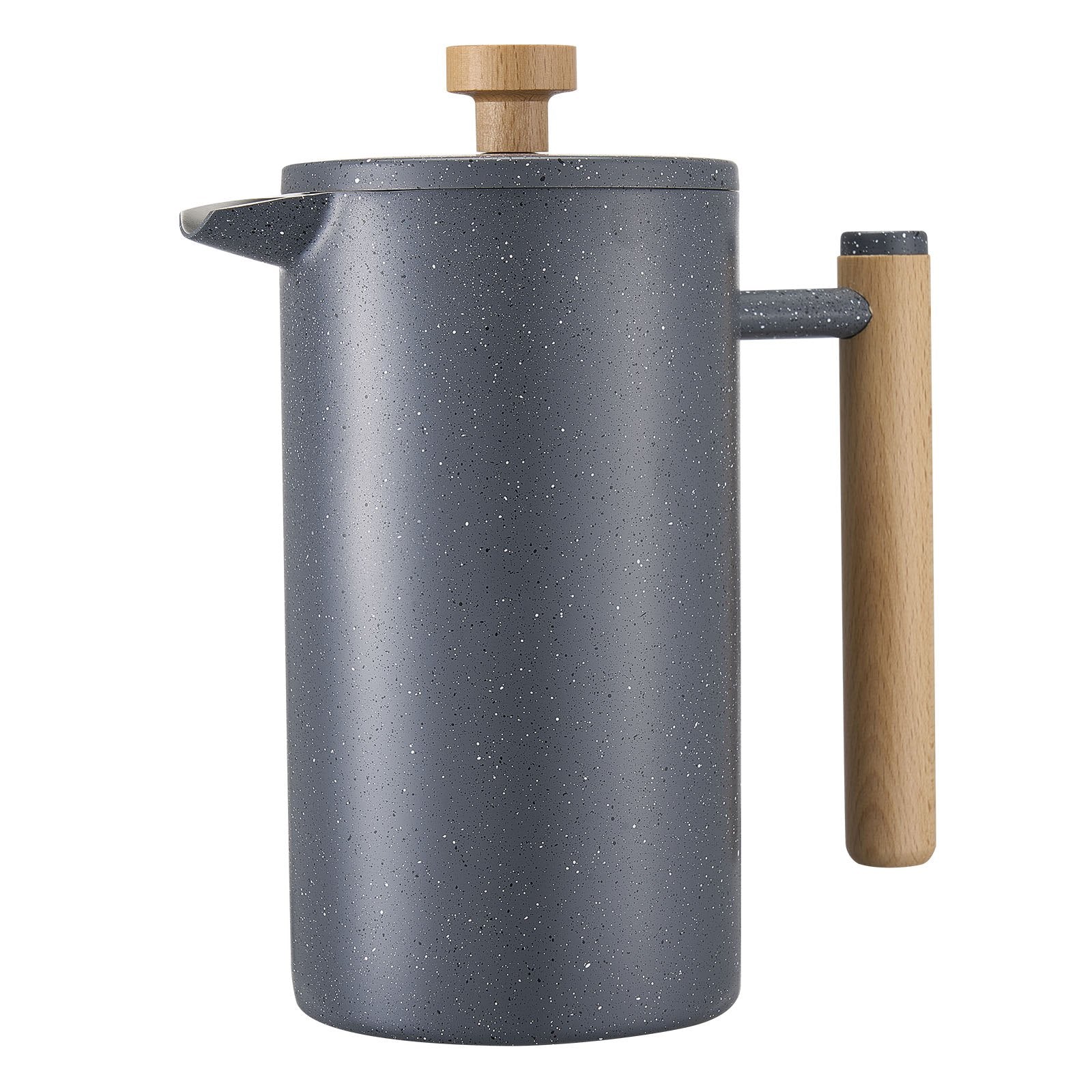 French Press Coffee Maker, 1 Liter Stainless Steel Coffee Press Tea Maker with Filter, Large Double Wall Insulated French Presses Cold Brew for Camping Travel Home Kitchen, Black