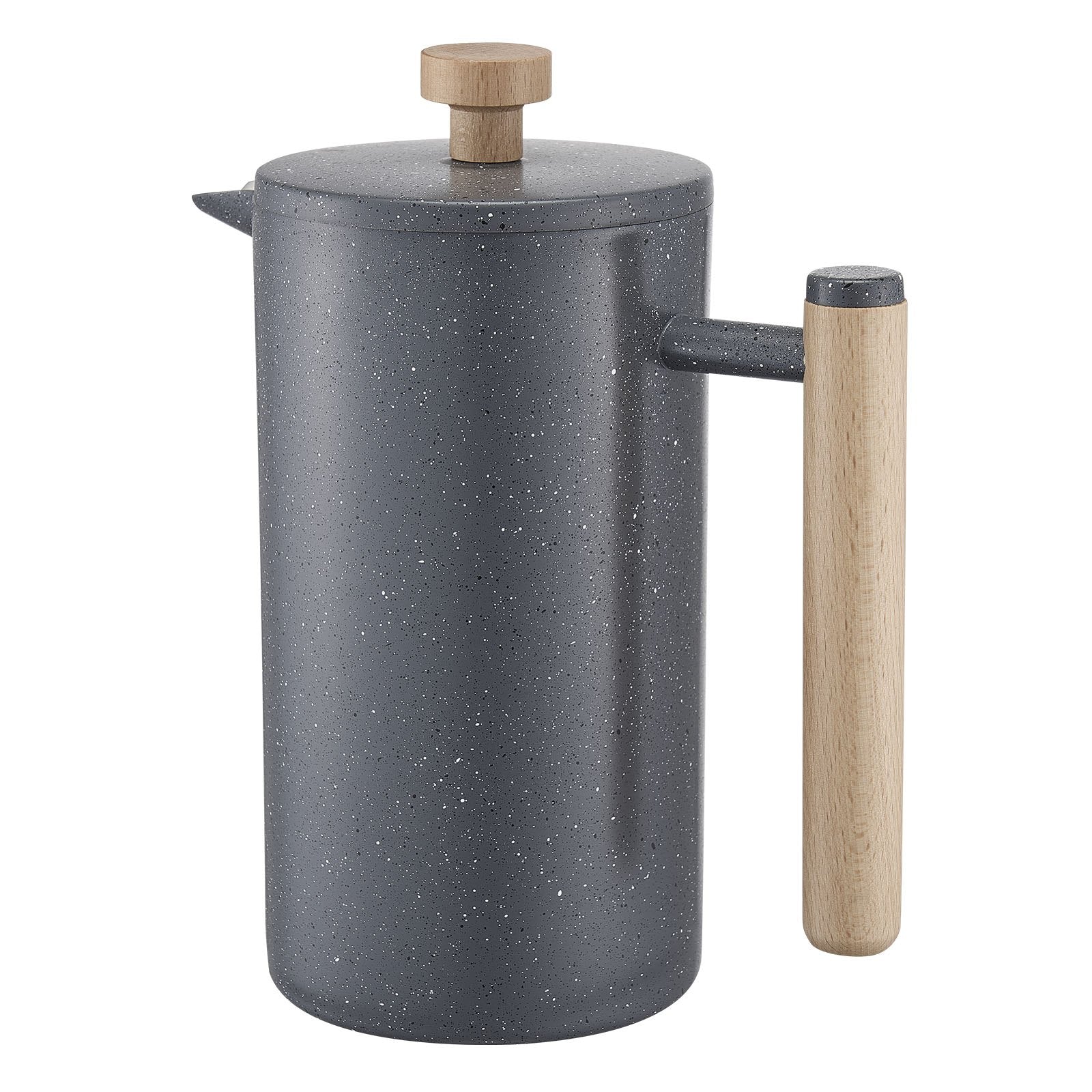 French Press Coffee Maker, 1 Liter Stainless Steel Coffee Press Tea Maker with Filter, Large Double Wall Insulated French Presses Cold Brew for Camping Travel Home Kitchen, Black