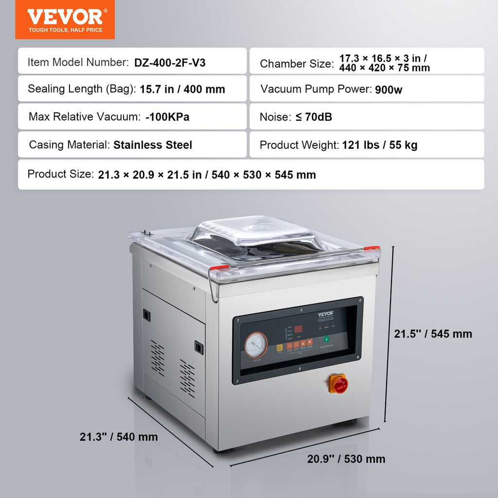 DZ-400/2F Automatic Vacuum Sealer Food Vacuum Sealing Packing Machine 220V
