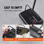 Carpet Sweeper, 200 mm Sweeping Paths, Floor Sweeper Manual Non Electric, 300 ml Dustbin Capacity with Comb for Home Office Rugs Hardwood Surfaces Wood Floors Laminate, Cleans Dust Pet Hair
