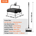 Carpet Sweeper, 200 mm Sweeping Paths, Floor Sweeper Manual Non Electric, 300 ml Dustbin Capacity with Comb for Home Office Rugs Hardwood Surfaces Wood Floors Laminate, Cleans Dust Pet Hair