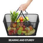 Shopping Baskets with Handles, 12PCS, Black Metal Shopping Basket, Portable Wire Shopping Basket, Black Wire Mesh shopping Basket Set for Supermarkets, Retail Stores, Grocery Shopping, Black