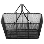 Shopping Baskets with Handles, 12PCS, Black Metal Shopping Basket, Portable Wire Shopping Basket, Black Wire Mesh shopping Basket Set for Supermarkets, Retail Stores, Grocery Shopping, Black