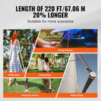 Double Braided Polyester Rope, 19 mm x 67.06 m, 24 Strands, 88.96kN Breaking Strength Outdoor Climbing Rope, Arborist Rigging Rope for Rock Hiking Camping Swing Rappelling Rescue, Orange/Black