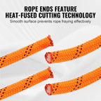 Double Braided Polyester Rope, 19 mm x 67.06 m, 24 Strands, 88.96kN Breaking Strength Outdoor Climbing Rope, Arborist Rigging Rope for Rock Hiking Camping Swing Rappelling Rescue, Orange/Black