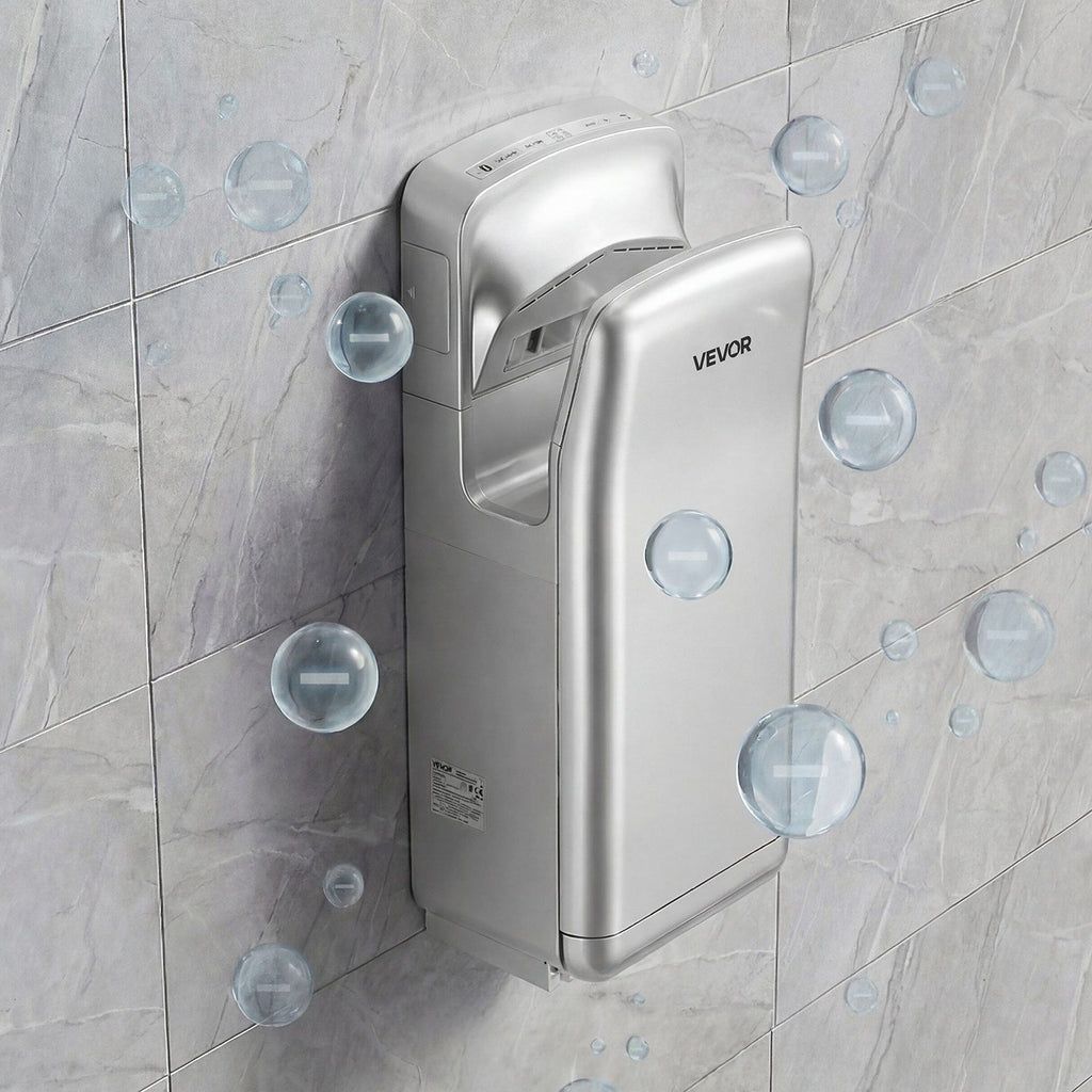 Vertical Hand Dryer, Hand Dryers with HEPA Filter, 19000 RPM High-Speed Motor, Dual-Side Airflow, ABS Sturdy Automatic Air Wall Mount Fast Drying for Commercial Bathrooms Modern Home, Silver