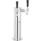 Dual Taps Draft Beer Tower Dispenser, Stainless Steel Keg Beer Tower, Kegerator Tower Kit with Pre-Assembled Tubing and Self-Closing Faucet Shanks for Party, Bar, Pub, Restaurant