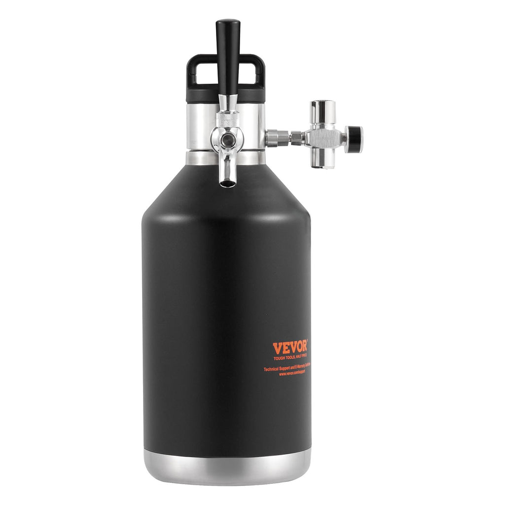 Beer Growler Tap System, 4L Mini Keg, 304 Stainless Steel Pressurized Beer Growler, Keg Growler with Pressure Display, CO2 Regulator Faucet, Leak-Proof Ring For Draft, Homebrew, Craft Beer