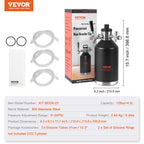 Beer Growler Tap System, 4L Mini Keg, 304 Stainless Steel Pressurized Beer Growler, Keg Growler with Pressure Display, CO2 Regulator Faucet, Leak-Proof Ring For Draft, Homebrew, Craft Beer