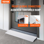 Door Threshold Ramp, 1" Rise, 800 lbs Load Capacity, Door Ramp for Wheelchairs, Aluminum Threshold Ramp for Doorways, Adjustable Modular Threshold Ramp for Wheelchairs, Scooters, Power Chairs