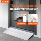 Door Threshold Ramp, 2" Rise, 800 lbs Load Capacity, Door Ramp for Wheelchairs, Aluminum Threshold Ramp for Doorways, Adjustable Modular Threshold Ramp for Wheelchairs, Scooters, Power Chairs