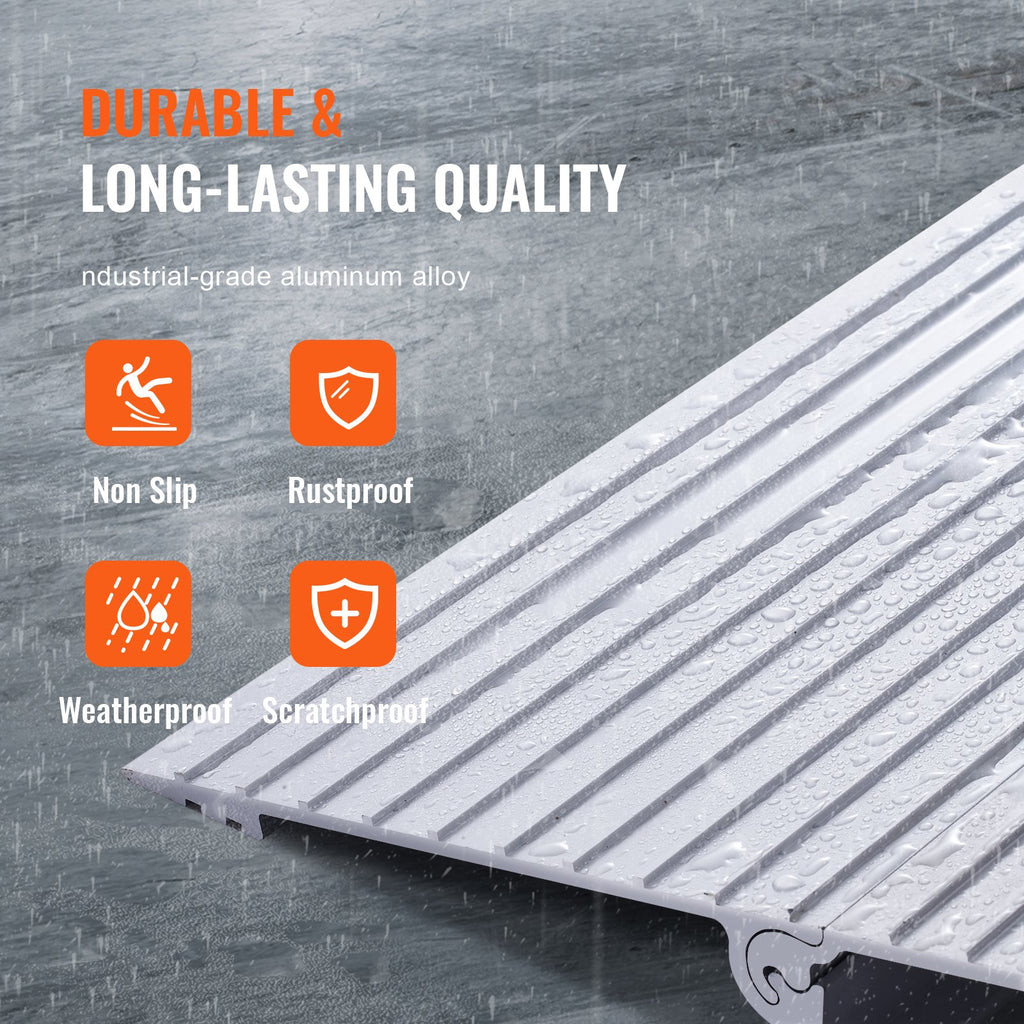 Door Threshold Ramp, 2" Rise, 800 lbs Load Capacity, Door Ramp for Wheelchairs, Aluminum Threshold Ramp for Doorways, Adjustable Modular Threshold Ramp for Wheelchairs, Scooters, Power Chairs