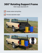 Hitch Deer Hoist with Lifting System Platform, 300 lbs Load Capacity, Game Hoist Winch Lift with 2-inch Receiver, 360-Degree Swivel Shaft & Foldable, Hitch-Mounted Deer Hanger for Moving Game