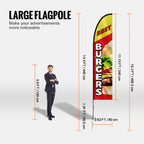 Burger Restaurant Advertising Feather Flag Kit Swooper Flag Poles 16.3 FT