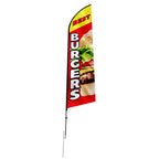 Burger Restaurant Advertising Feather Flag Kit Swooper Flag Poles 16.3 FT