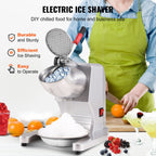 Ice Crushers Machine, 220lbs Per Hour Electric Snow Cone Maker with 4 Blades, 300W Electric Ice Crusher with Cover and Bowl for Home and Commercial Use, Silver