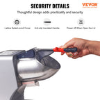 Ice Crushers Machine, 220lbs Per Hour Electric Snow Cone Maker with 4 Blades, 300W Electric Ice Crusher with Cover and Bowl for Home and Commercial Use, Silver