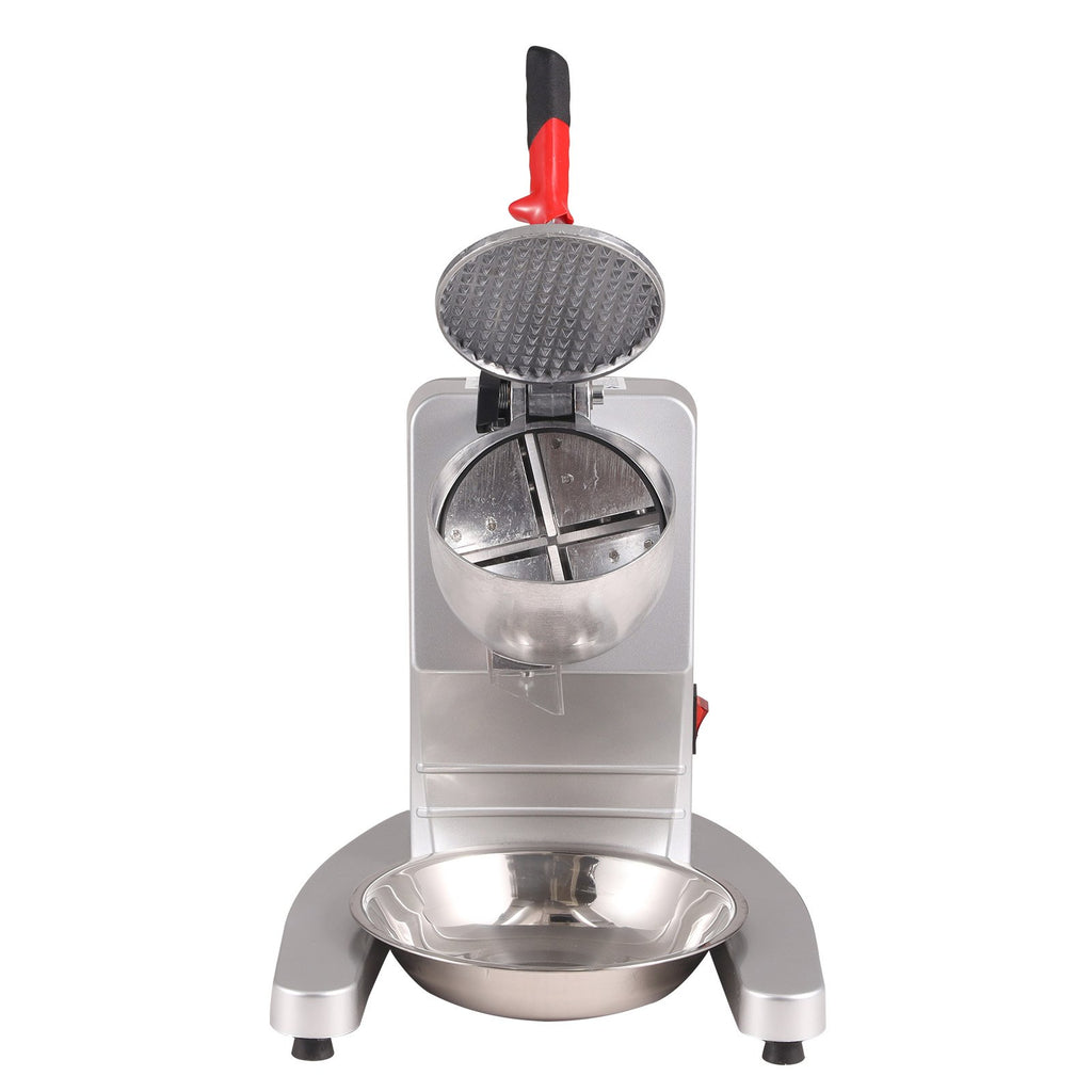 Ice Crushers Machine, 220lbs Per Hour Electric Snow Cone Maker with 4 Blades, 300W Electric Ice Crusher with Cover and Bowl for Home and Commercial Use, Silver