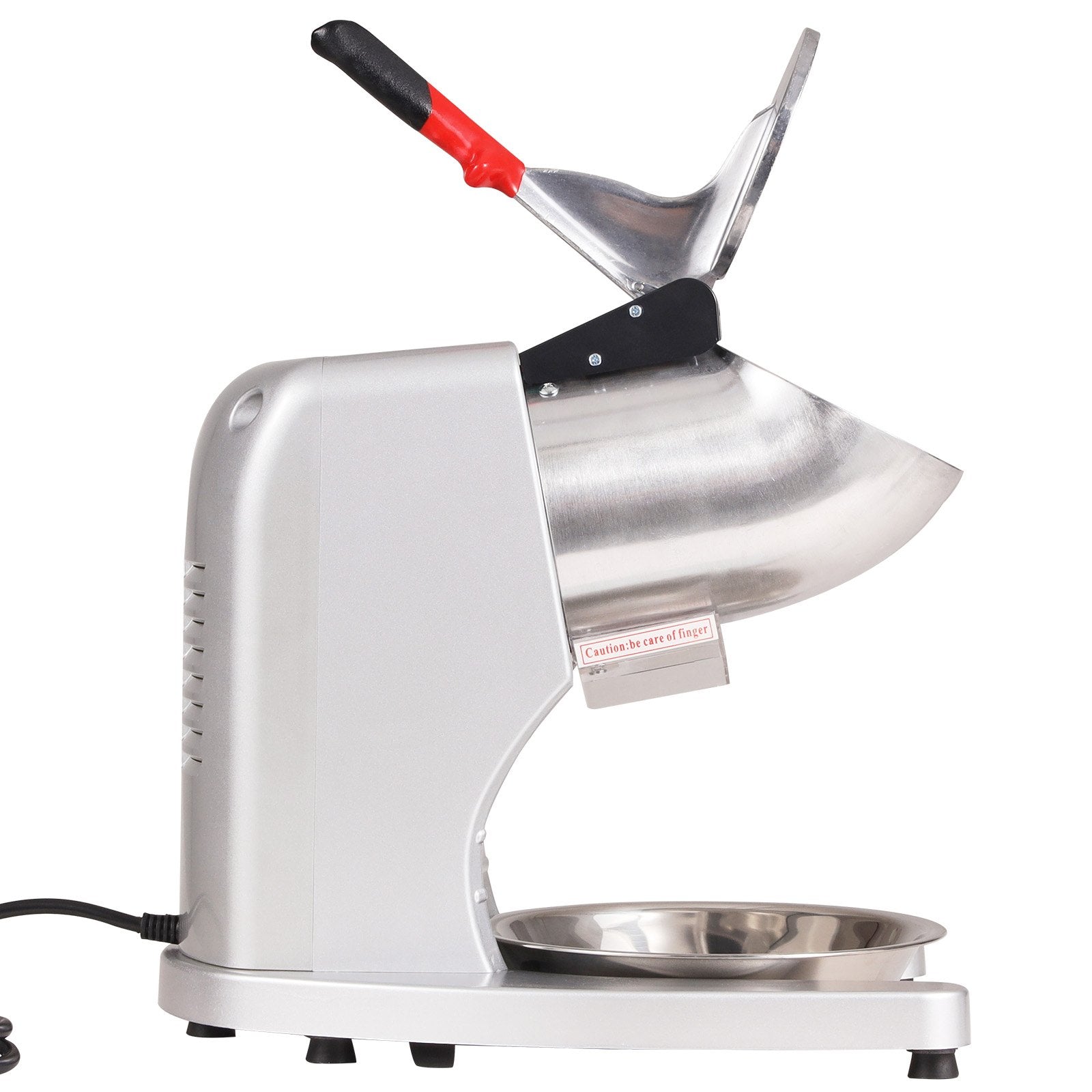 Ice Crushers Machine, 220lbs Per Hour Electric Snow Cone Maker with 4 Blades, 300W Electric Ice Crusher with Cover and Bowl for Home and Commercial Use, Silver