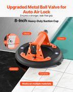 Vacuum Suction Cup, 203 mm Vacuum Glass Lifter with Metal Handle, 195 kg Max Lifting Capacity Tile Suction Cup Tool with Carrying Case for Lifting Large Tile, Granite, Drywall, Windows (2-Pack)