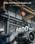 Hand Chain Hoist, 3 Ton Capacity, Manual Chain Block with Upgrade G80 Galvanized Chain, 3 m Lifting Height, Heavy Duty Pulley Hoist for Garage Warehouse Automotive Machinery, Orange