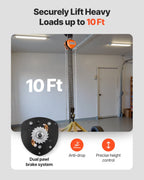 Hand Chain Hoist, 3 Ton Capacity, Manual Chain Block with Upgrade G80 Galvanized Chain, 3 m Lifting Height, Heavy Duty Pulley Hoist for Garage Warehouse Automotive Machinery, Orange