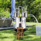 Alcohol Still, 3 Gal / 11.4 L Stainless Steel Water Alcohol Distiller with Copper Coil for Fast Cooling, Dual Condenser Distiller Kit with Secondary Distillation, for Wine Whisky Brandy, Silver