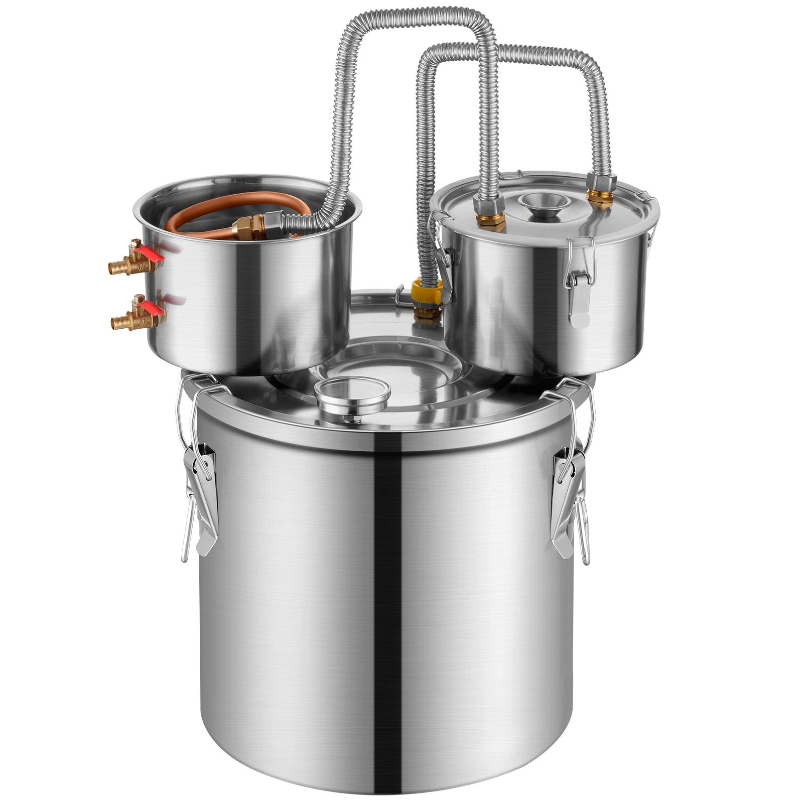 Alcohol Still, 3 Gal / 11.4 L Stainless Steel Water Alcohol Distiller with Copper Coil for Fast Cooling, Dual Condenser Distiller Kit with Secondary Distillation, for Wine Whisky Brandy, Silver
