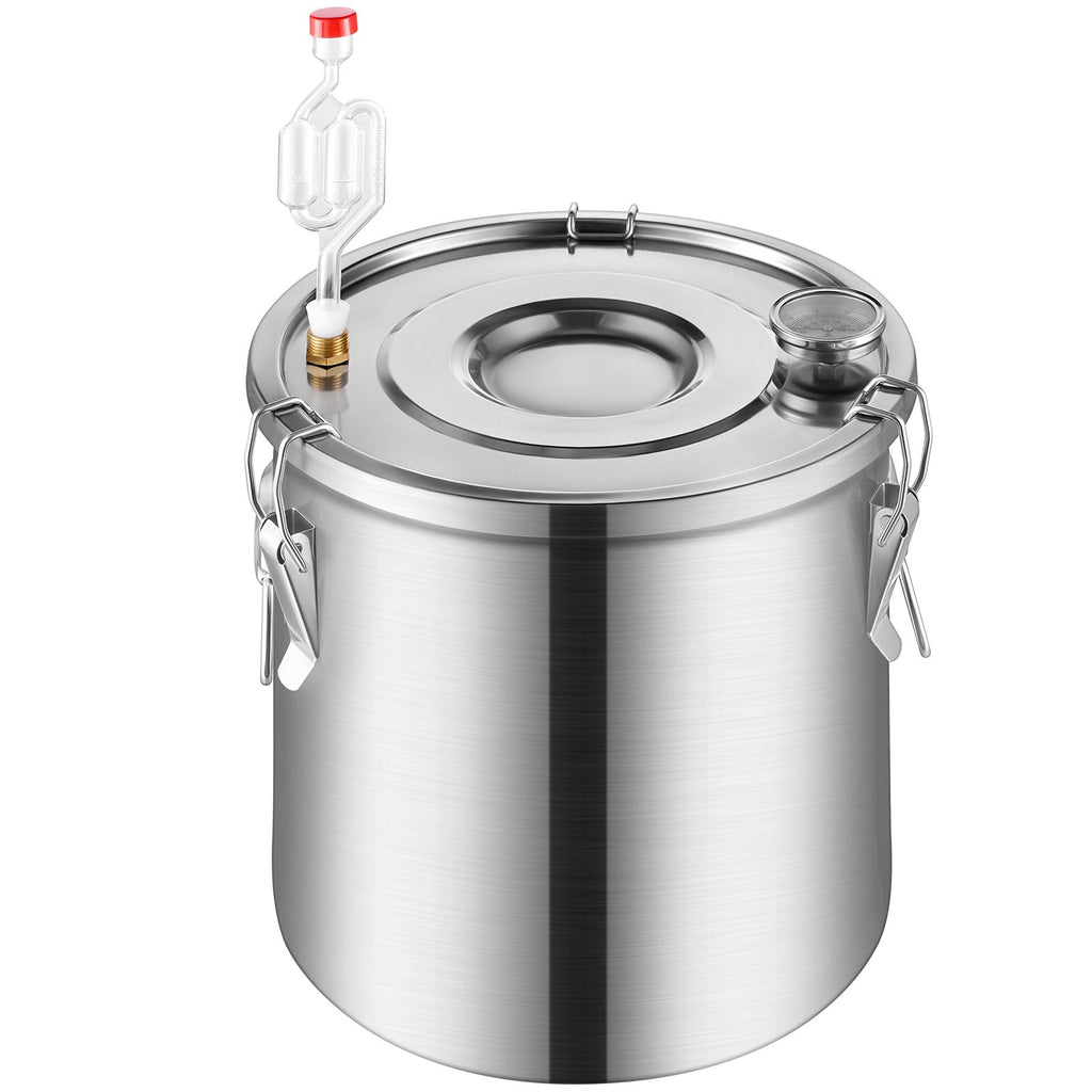 Alcohol Still, 5 Gal / 19 L Stainless Steel Water Alcohol Distiller with Copper Coil for Fast Cooling, Dual Condenser Distiller Kit with Secondary Distillation, for Wine Whisky Brandy, Silver