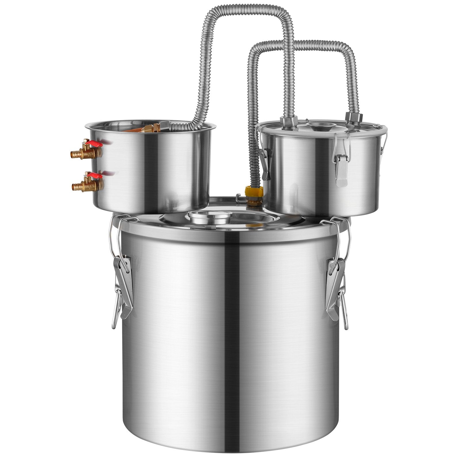 Alcohol Still, 5 Gal / 19 L Stainless Steel Water Alcohol Distiller with Copper Coil for Fast Cooling, Dual Condenser Distiller Kit with Secondary Distillation, for Wine Whisky Brandy, Silver