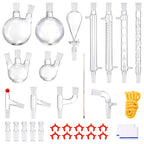 Lab Distillation Kit, 3.3 Boro Lab Glassware Distillation Kit with 24, 40 Joint, 1000ml Essential Oil Distillation Apparatus Kit, 32 pcs Set of Glassware Equipment