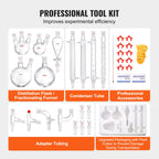 Lab Distillation Kit, 3.3 Boro Lab Glassware Distillation Kit with 24, 40 Joint, 1000ml Essential Oil Distillation Apparatus Kit, 32 pcs Set of Glassware Equipment