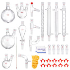 Lab Distillation Kit, 3.3 Boro Lab Glassware Distillation Kit with 24, 40 Joint, 1000ml Essential Oil Distillation Apparatus Kit, 32 pcs Set of Glassware Equipment