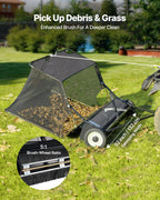 26.7 cm Tow Behind Lawn Sweeper, 26 cu.ft. Large Yard Sweeper, Adjustable Sweeping Height, Heavy Duty Leaf & Grass Collector with Dumping Rope, Pull Behind Sweepers for Debris Grass Clippings