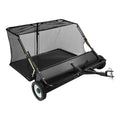 Tow Behind Lawn Sweeper, 122cm Pull Behind Yard Sweeper, 26 cu. ft Hopper Bag Capacity, Leaf & Grass Collector with Dumping Rope, Adjustable Sweeping Height, Garden Sweepers for Lawn Farm