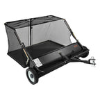 Tow Behind Lawn Sweeper, 122cm Pull Behind Yard Sweeper, 26 cu. ft Hopper Bag Capacity, Leaf & Grass Collector with Dumping Rope, Adjustable Sweeping Height, Garden Sweepers for Lawn Farm