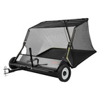 Tow Behind Lawn Sweeper, 122cm Pull Behind Yard Sweeper, 26 cu. ft Hopper Bag Capacity, Leaf & Grass Collector with Dumping Rope, Adjustable Sweeping Height, Garden Sweepers for Lawn Farm