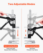 Labor Saving Arm Jack, 2 PCS 200 kg Bearing Capacity, Lifting up to 165 mm, Metal Hand Lifting Jack Tool with Magnetic Level, 2 Adjustment Modes, for Door, Window, Furniture, Woodworking, Black