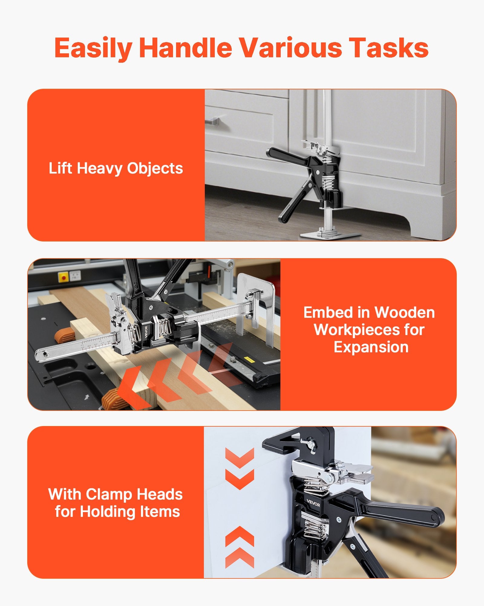 Labor Saving Arm Jack, 2 PCS 200 kg Bearing Capacity, Lifting up to 235 mm, Metal Hand Lifting Jack Tool with Magnetic Level, 2 Adjustment Modes, for Door, Window, Furniture, Woodworking, Black