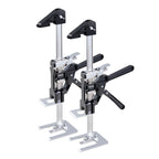 Labor Saving Arm Jack, 2 PCS 200 kg Bearing Capacity, Lifting up to 235 mm, Metal Hand Lifting Jack Tool with Magnetic Level, 2 Adjustment Modes, for Door, Window, Furniture, Woodworking, Black