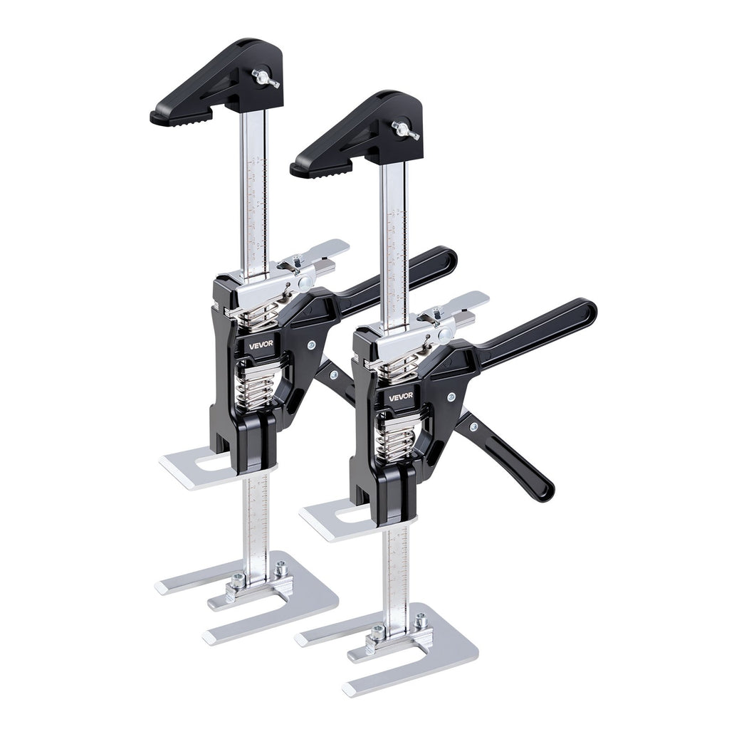 Labor Saving Arm Jack, 2 PCS 200 kg Bearing Capacity, Lifting up to 235 mm, Metal Hand Lifting Jack Tool with Magnetic Level, 2 Adjustment Modes, for Door, Window, Furniture, Woodworking, Black