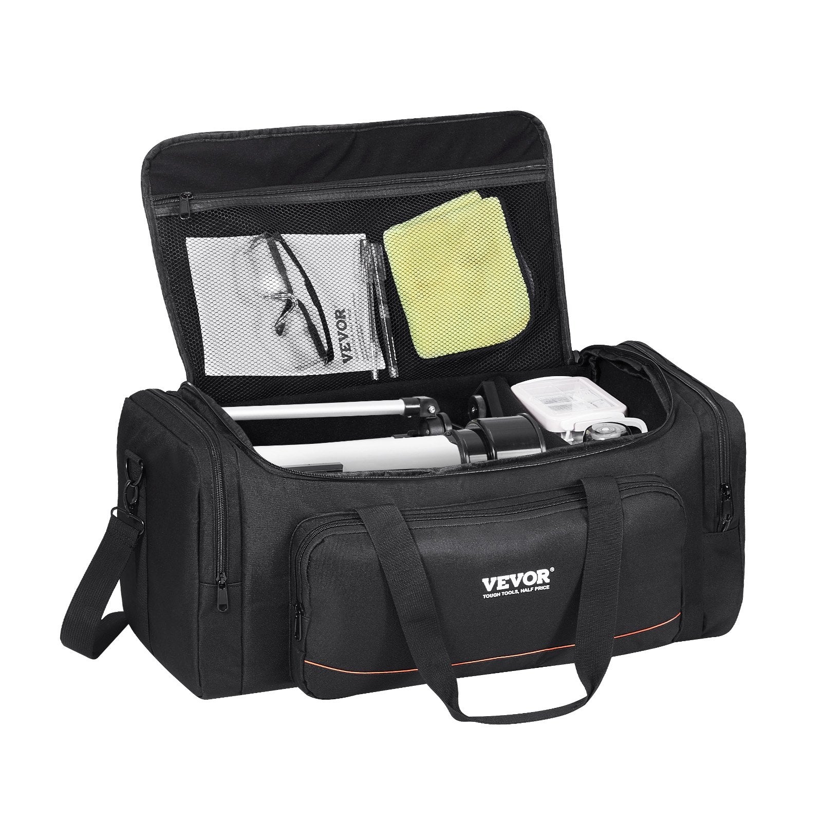 Telescope Case, 560 mm, Telescope Storage Bag with Fixed Buckles, Multi-Pocket & Detachable Divider for Telescope, Shock-Absorbent Telescope Carrying Case to Easily Secure Optical Tube & Tripod