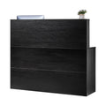 Reception Desk, 1400 x 800 x 1200 mm L-Shaped Front Counter Table, Office Reception Counter with Drawer Keyboard Tray and Storage Cabinet, for Checkout, Lobby, Beauty Salon & Office, Black